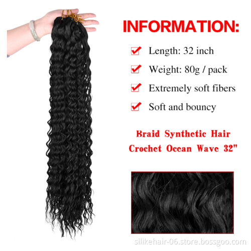 High Quality Natural 10A Grade Water Wave Synthetic Hair 32 Inches 100g Curly Weave Bundles  Deep Crochet  Hair Extensions